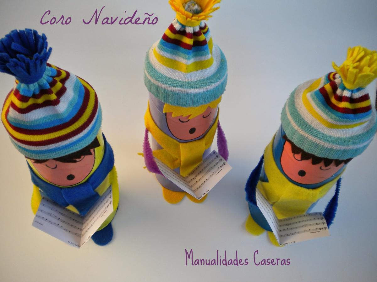 Manualidades Caseras Faciles Coro Navideño de tres niños cantores