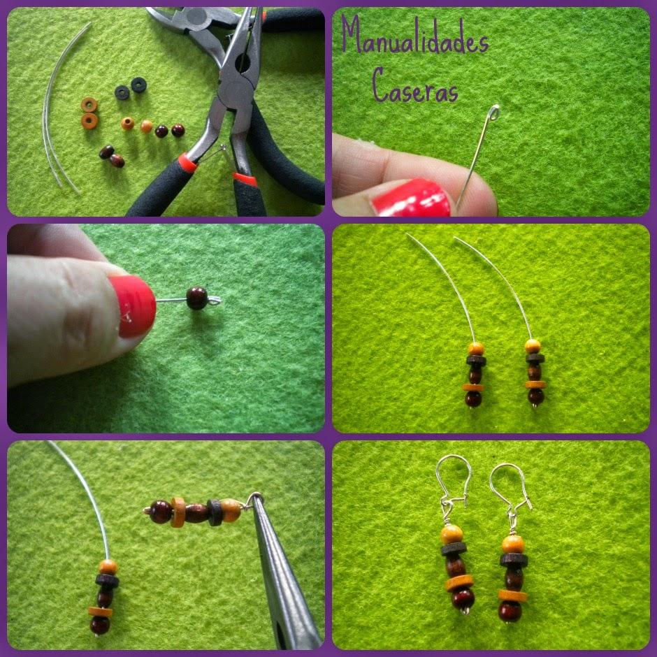 Manualidades caseras faciles como hacer unos pendientes de madera y alpaca