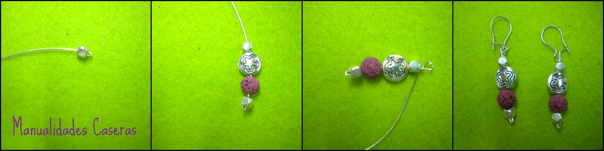 Manualidades Caseras Inma_ Conjunto de cuero y piedra volcanica_como hacer los pendientes