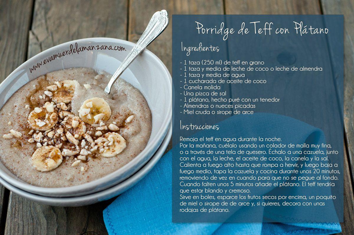 Mini Receta: Porridge de Teff con Plátano, sin gluten y sin lactosa