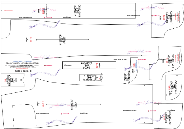 Moldes de Moldes de Camisa Vaquera y Pantalón de Mezclilla para niñas y niños