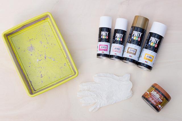 materiales DIY marmolado con spray