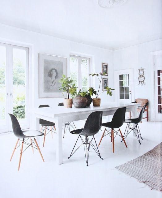 Salón de Estilo Nórdico Mesa Blanca