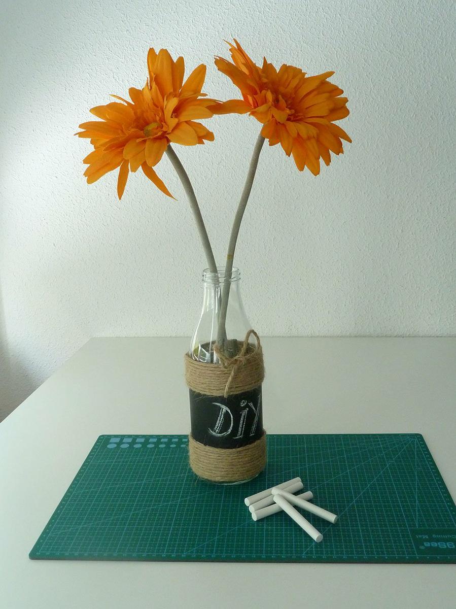 decorar una botella botella flor ok