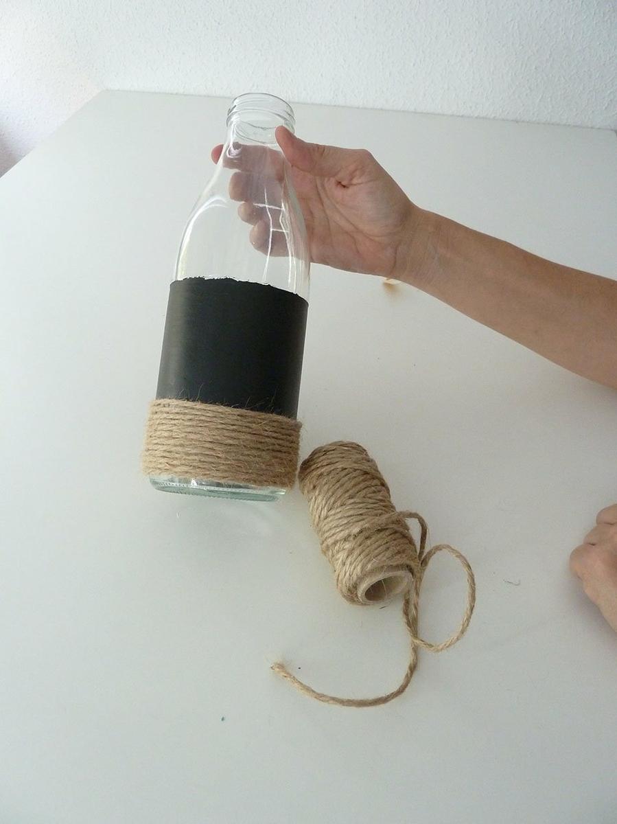 decorar una botella cuerda ok