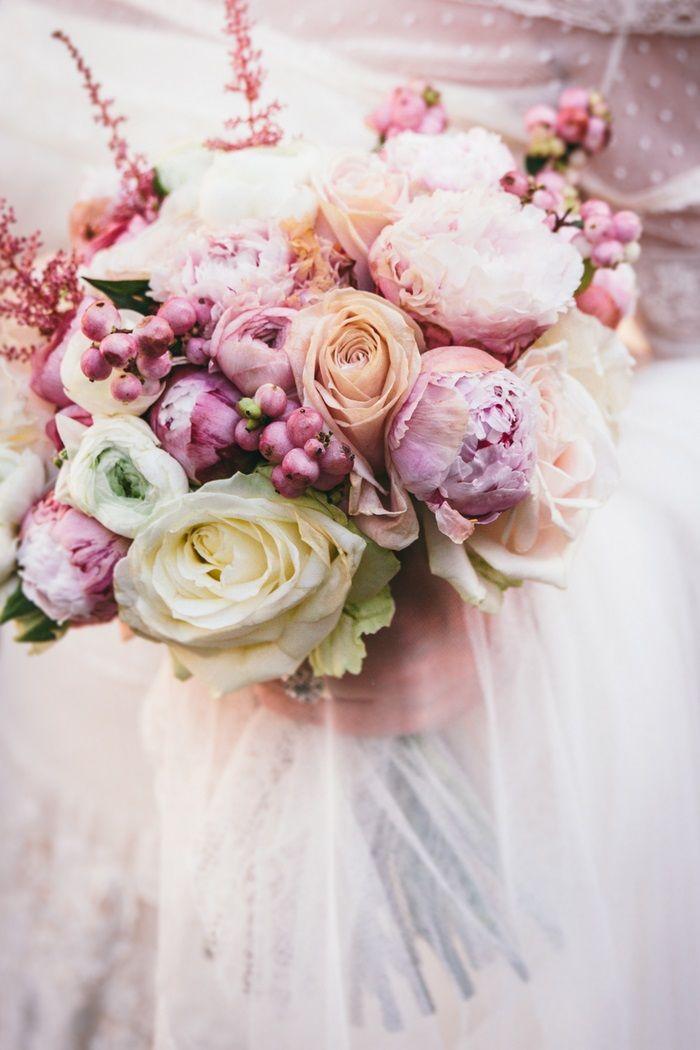 ramo de novia con Peonías lila