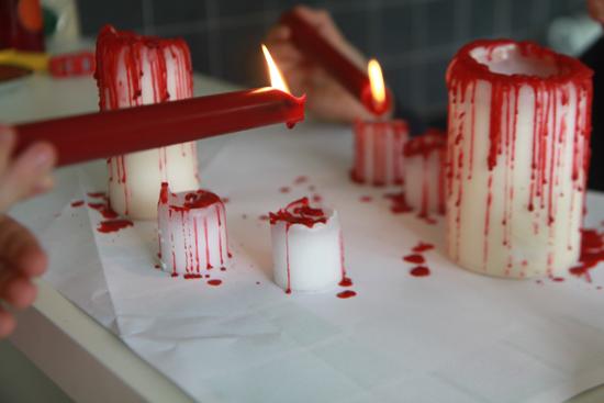 decoración halloween velas sangrientas