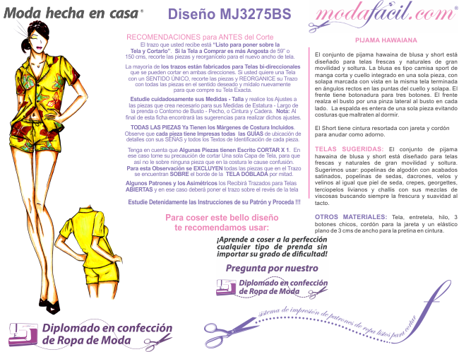 Haz clic aquí y descarga las instrucciones de corte y costura de este modelo