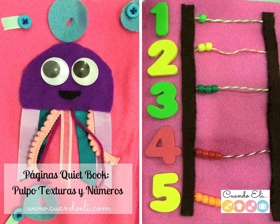 páginas quiet book pulpo texturas y números