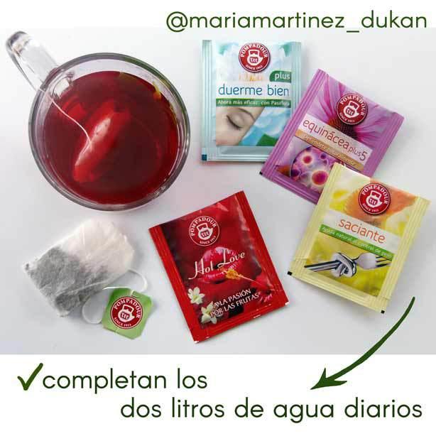 Pompadour, Té saciante, Té duerme bien, Té de frutos rojos. Lista de la Compra Dukan: mis compras del mes