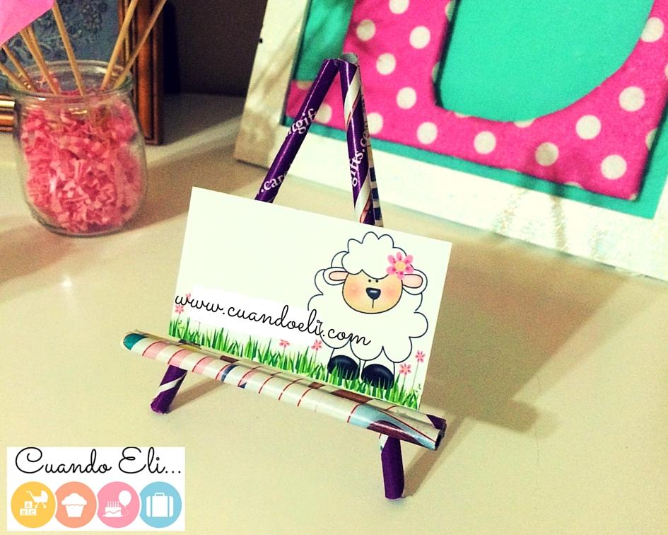 porta tarjetas de palitos de papel