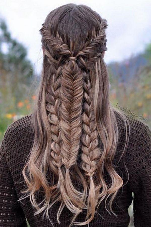peinado de triple trenza