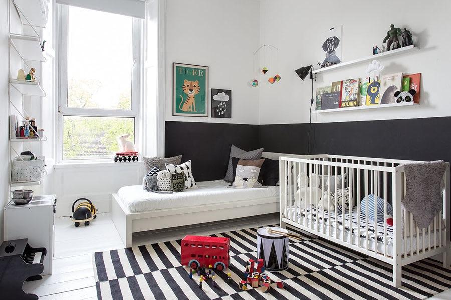 dormitorio infantil blanco y negro