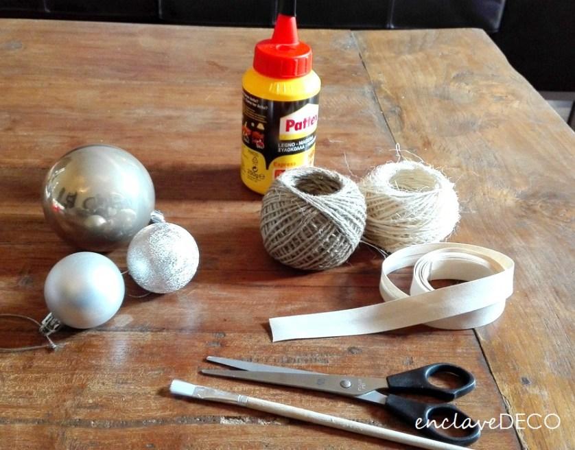 elementos para reciclar bolas de navidad