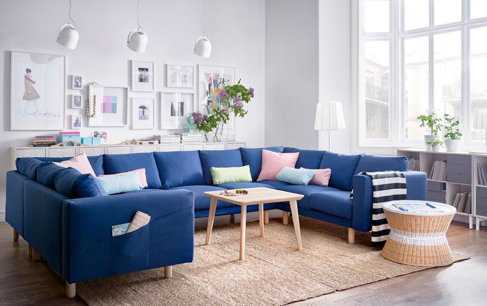 elegir el sofá gran sofa azul ikea