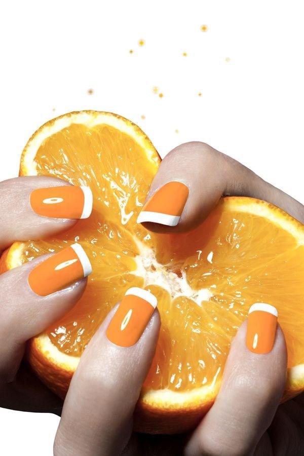 uñas color naranja
