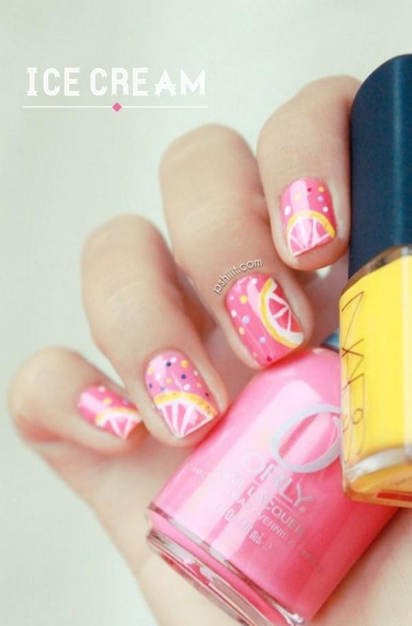 uñas naturales decoradas de fruta