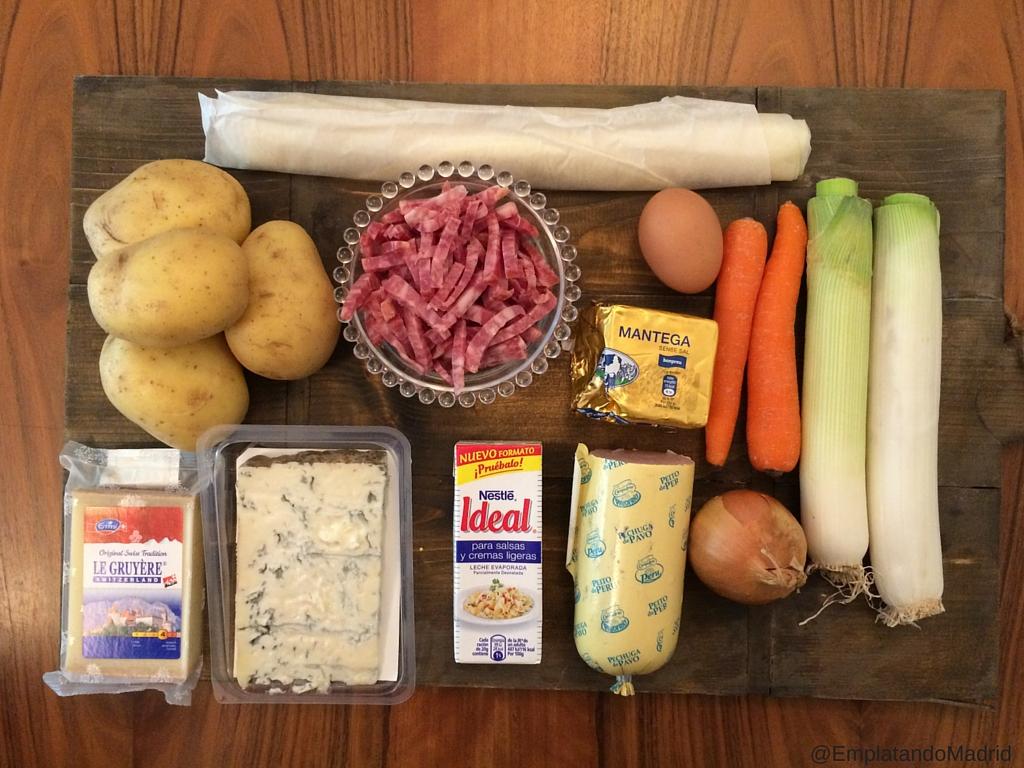 Ingredientes para el pastel de verduras y bacon