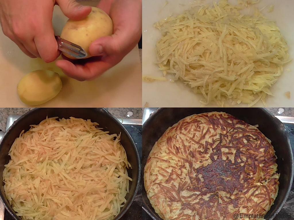 Haciendo el rösti de patata