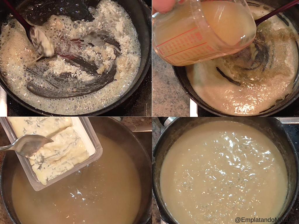 Preparando la salsa velouté de gorgonzola