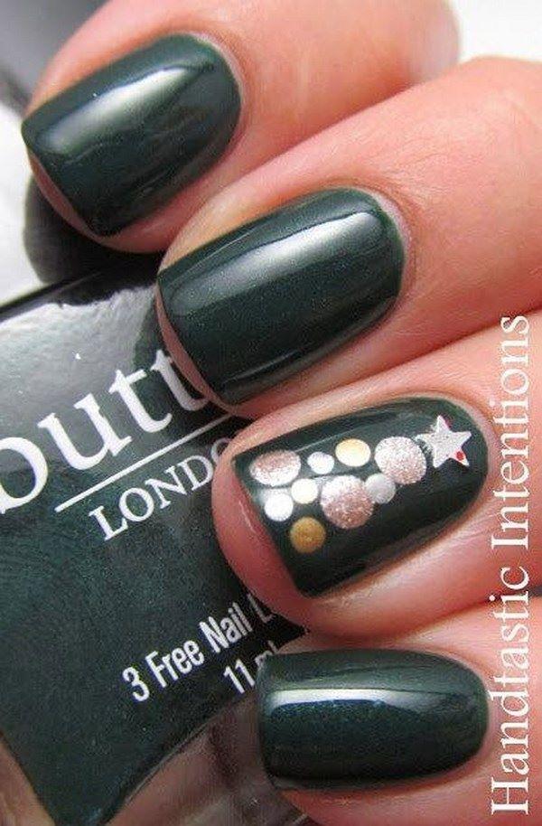 sencillas uñas navideñas