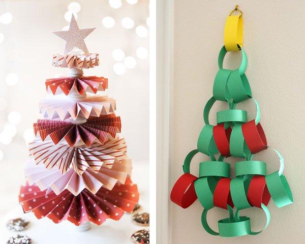 arbol de Navidad de cartulina rojo y verde