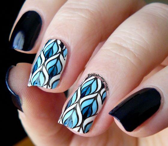 bonitas uñas diseño estampado