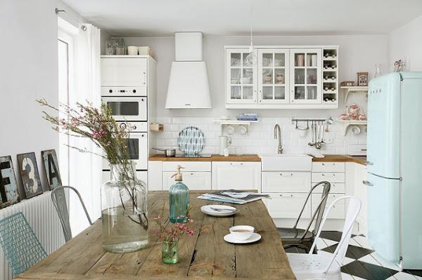 Cocina con toques turquesa