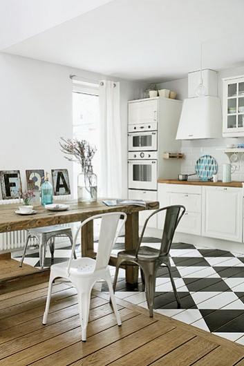 Baldosas de ajedrez en la cocina