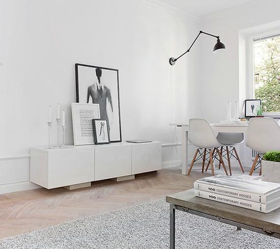 Interior minimalista con suelo de espiga