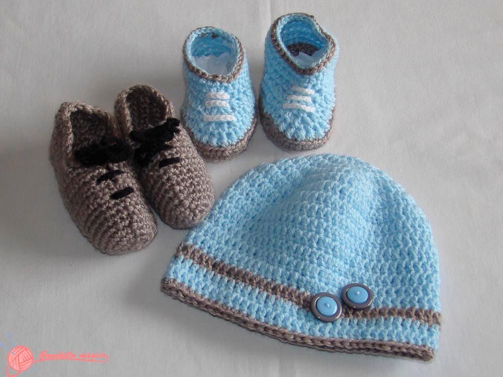 Baby box o Canastilla de bebe ganchillo patucos y gorro