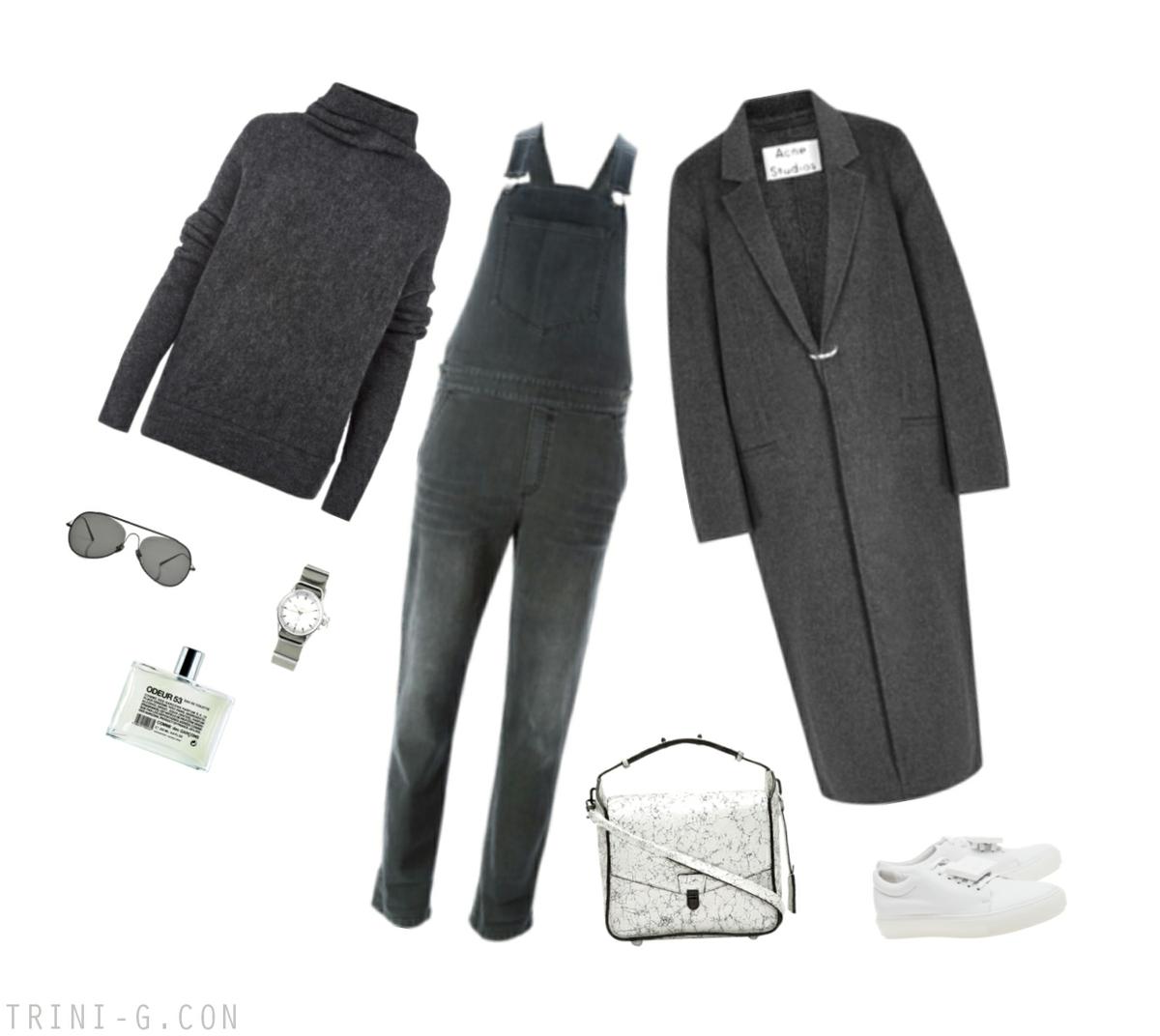 Trini | Acne Studios coat Stella McCartney dungarees