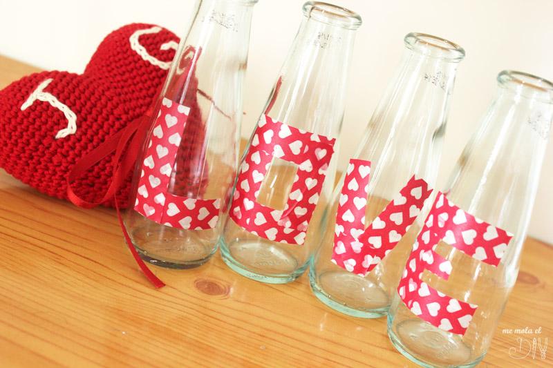 botella diy con washitape san valentin