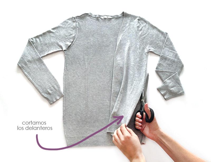 Chaqueta de punto y polipiel de un cardigan básico -DIY-