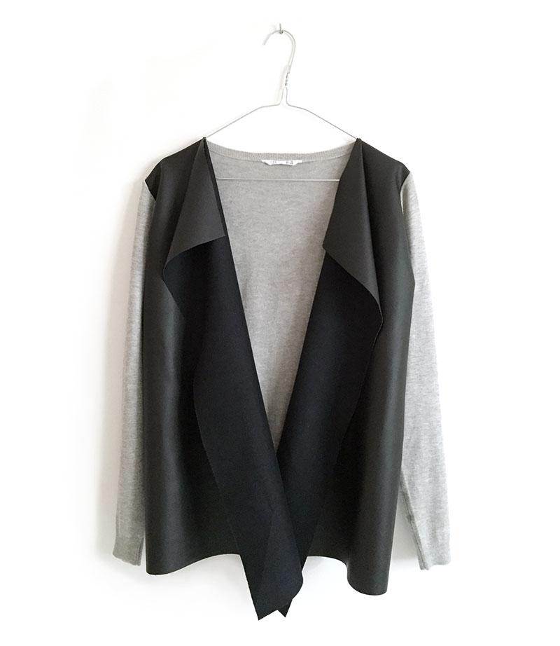 Chaqueta de punto y polipiel de un cardigan básico -DIY-