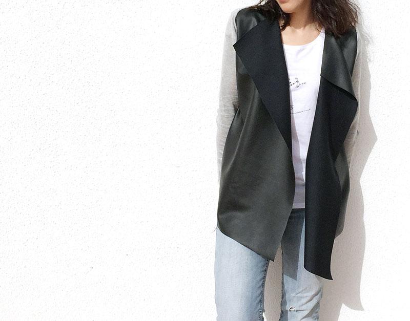 Chaqueta de punto y polipiel de un cardigan básico -DIY-