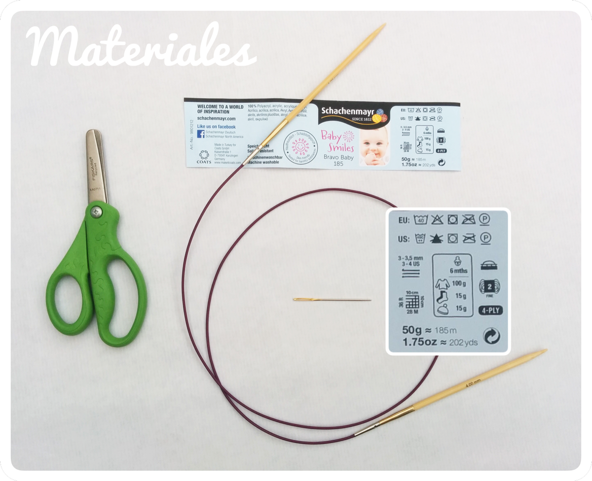 toquilla, manta o cobija para bebé a dos agujas materiales