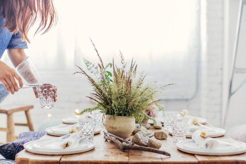 Vista de la decoración de la mesa