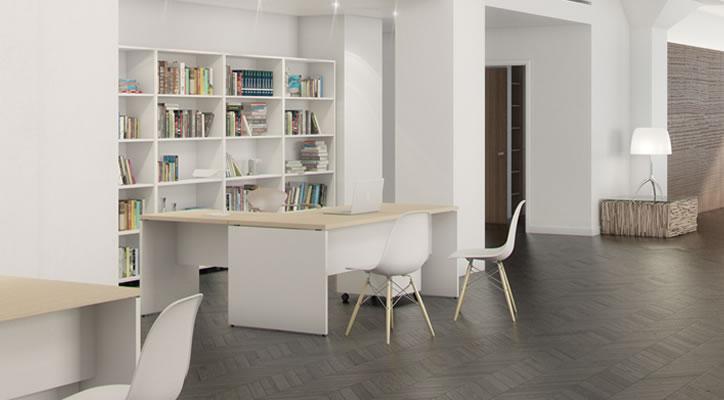 Conjunto muebles despacho de Despacho a despacho con acabado melamina madera