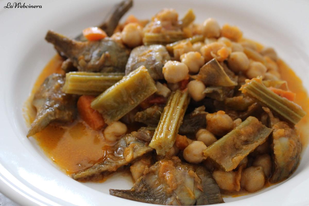 garbanzos con alcachofas