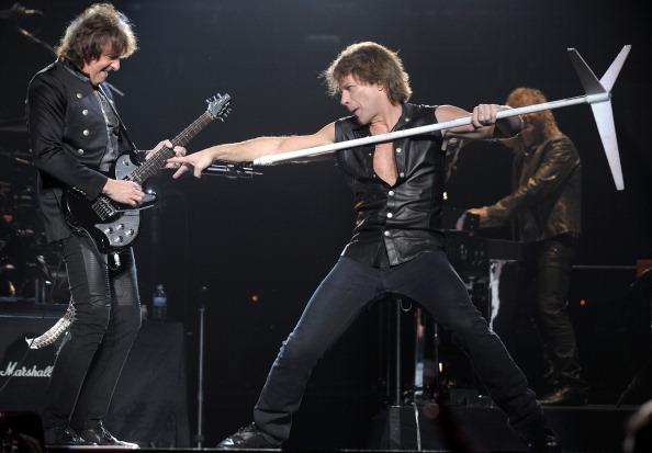 MELBOURNE, AUSTRALIA - DECEMBER 10: Jon Bon Jovi and Richie Sambora of Bon Jovi performs on stage at the Rod Laver Arena on 10th December 2010 in Melbourne Australia. Photo: [Martin Philbey/Gettyimages]