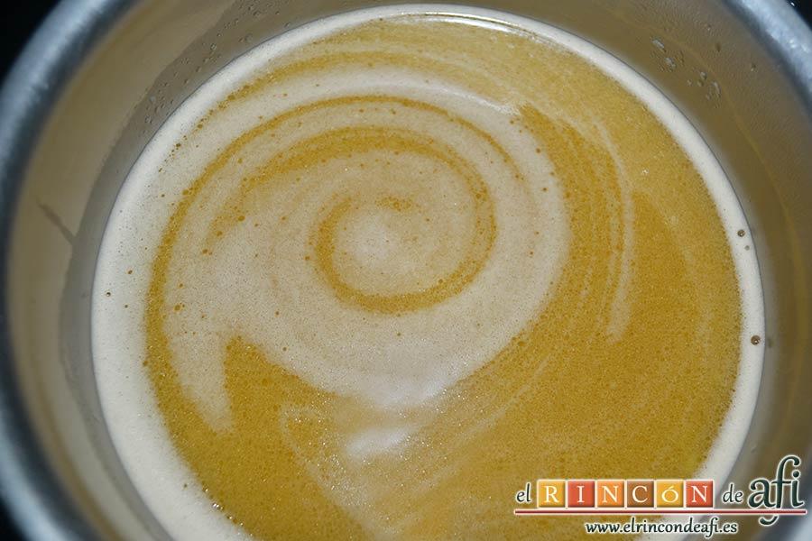 Tarta Guinness, fundir hasta que se derrita la mantequilla pero sin hervir