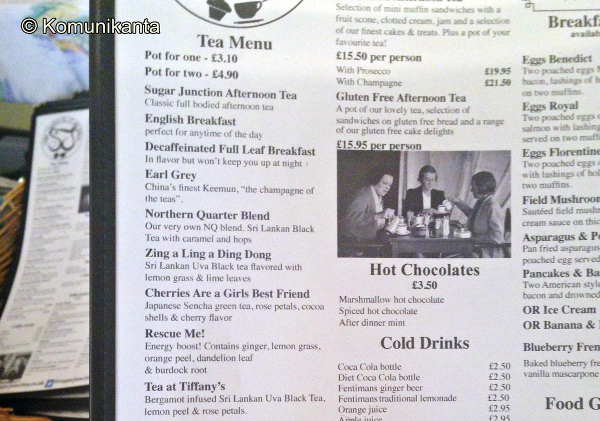 Menu de Te - Manchester