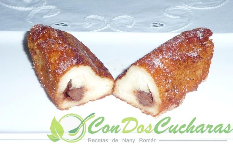 Torrijas enrolladas con chocolate
