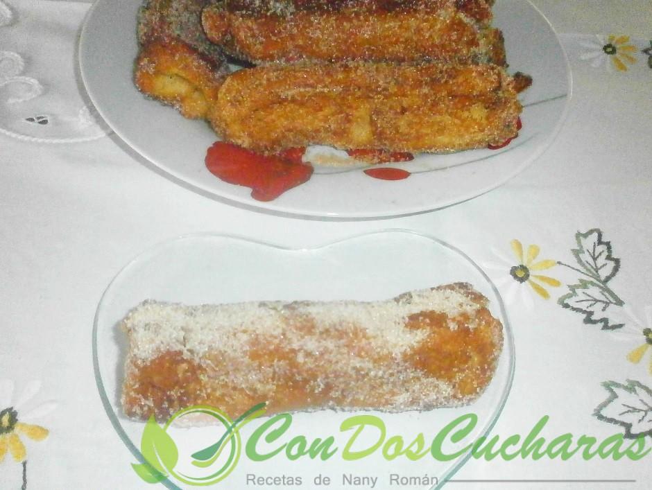 Torrijas enrolladas con chocolate