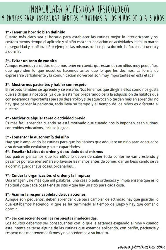 9 habitos para instaurar hábitos y rutinas 0 a 3 años1