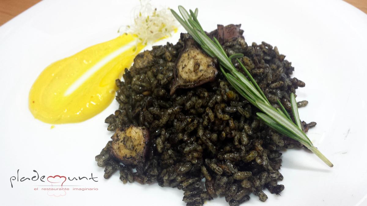 #arroz negro con pulpo y all i oli de azafrán