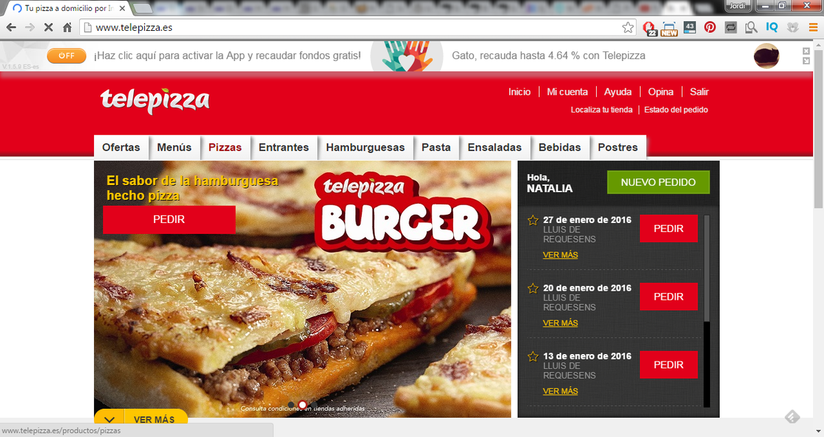 Telepizza con Helpfreely