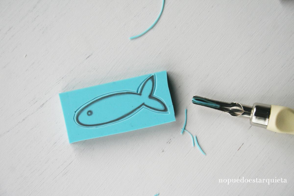 Sello para carvar. Carvado de sellos. Carved stamp.