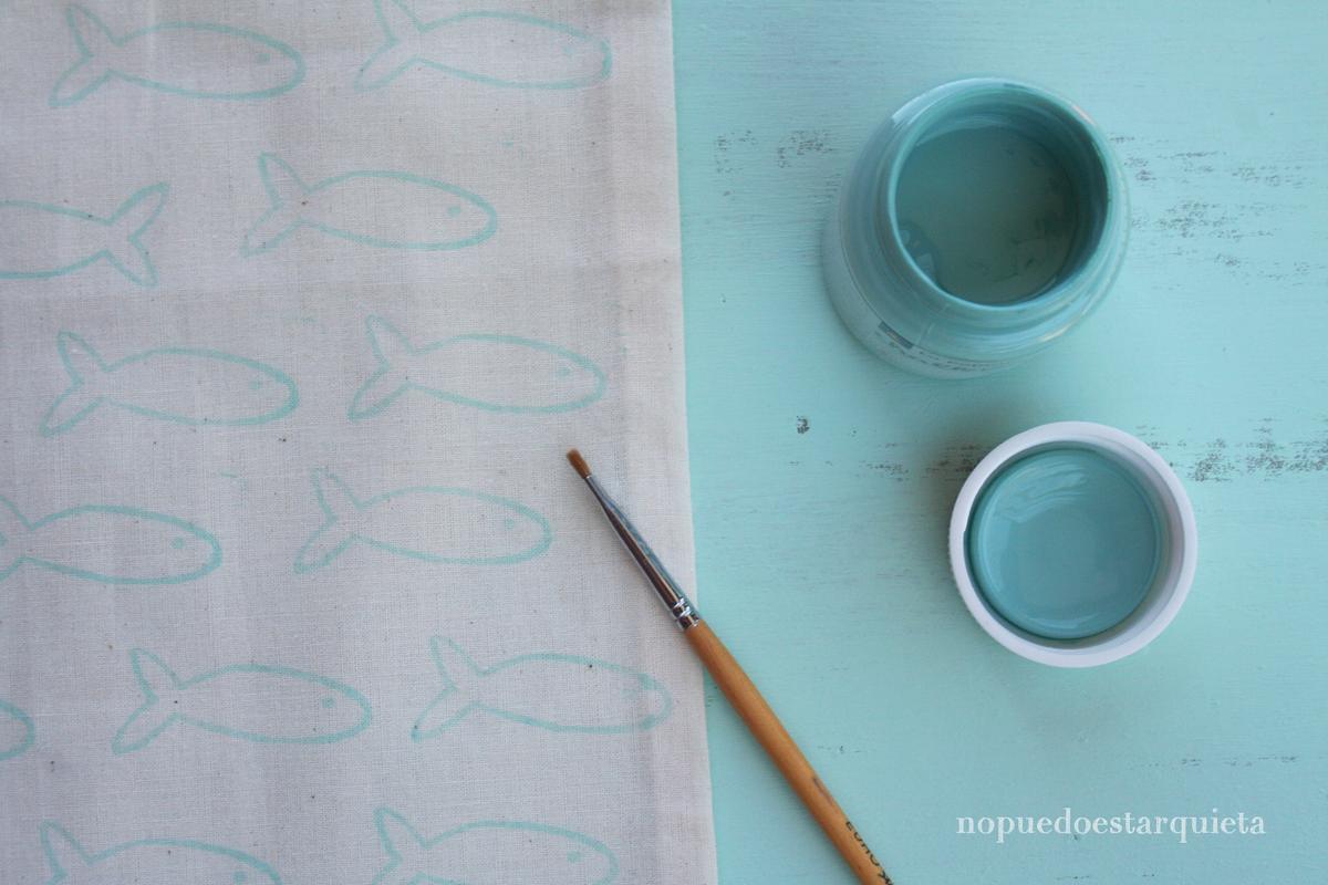 Tote bag decorada con sellos y chalk paint diy